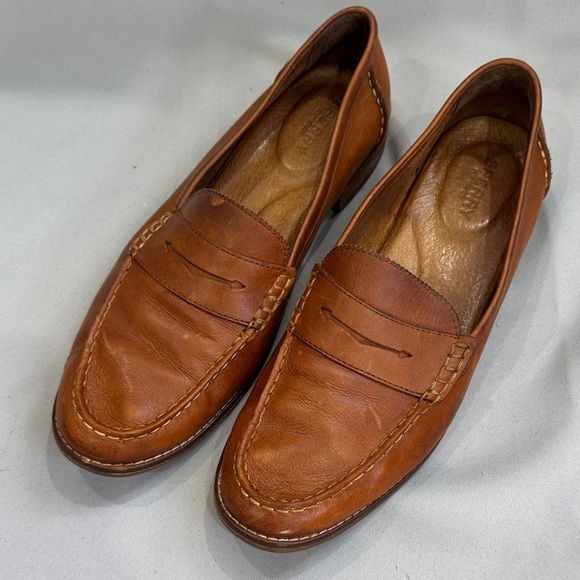 Sperry Tan Leather Loafers - Picture 1 of 6